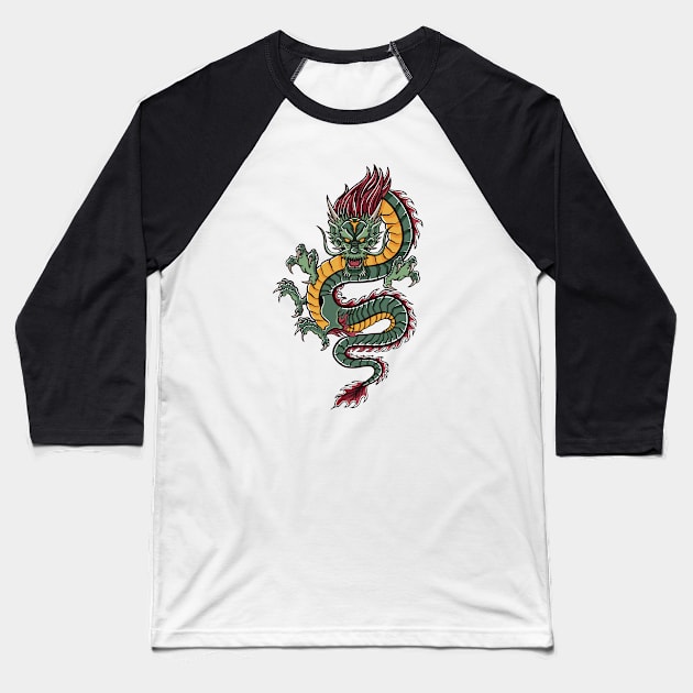 Cool Vintage Chinese Dragon Baseball T-Shirt by SLAG_Creative